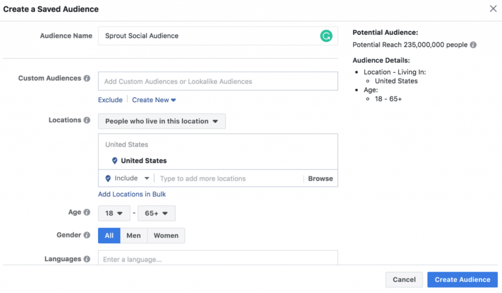 create saved audience in facebook